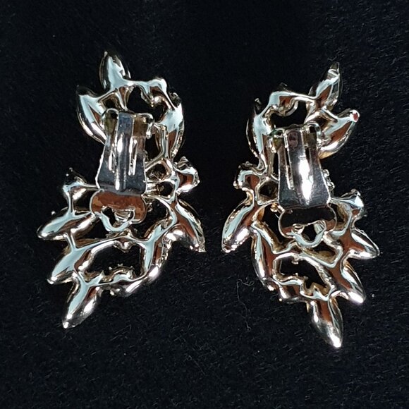 Bold Yellow & Aurora Borealis Rhinestone Floral Earrings – Statement Sparkle - Picture 6 of 10